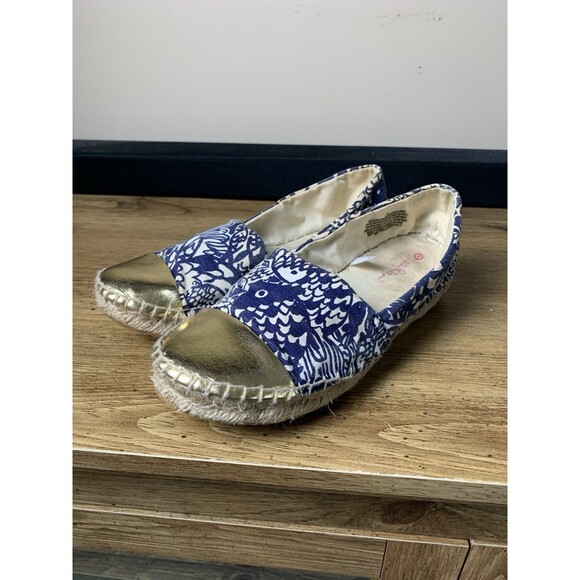 LILLY PULITZER  X Target Espadrilles Flats Size 7.5 Women’s Blue Nautical READ - Picture 2 of 14